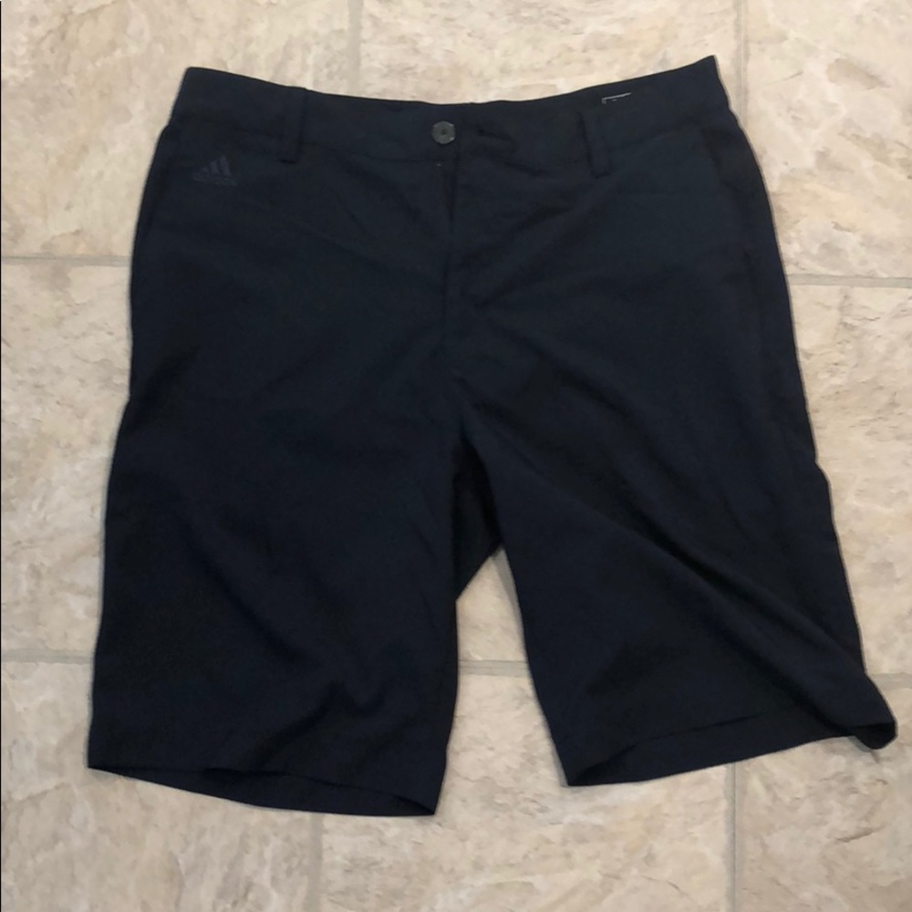 Blue men’s adidas 3 stripe golf short